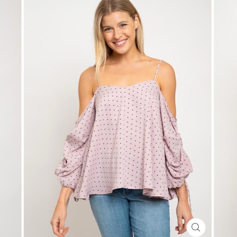 Off shoulder polka dot top